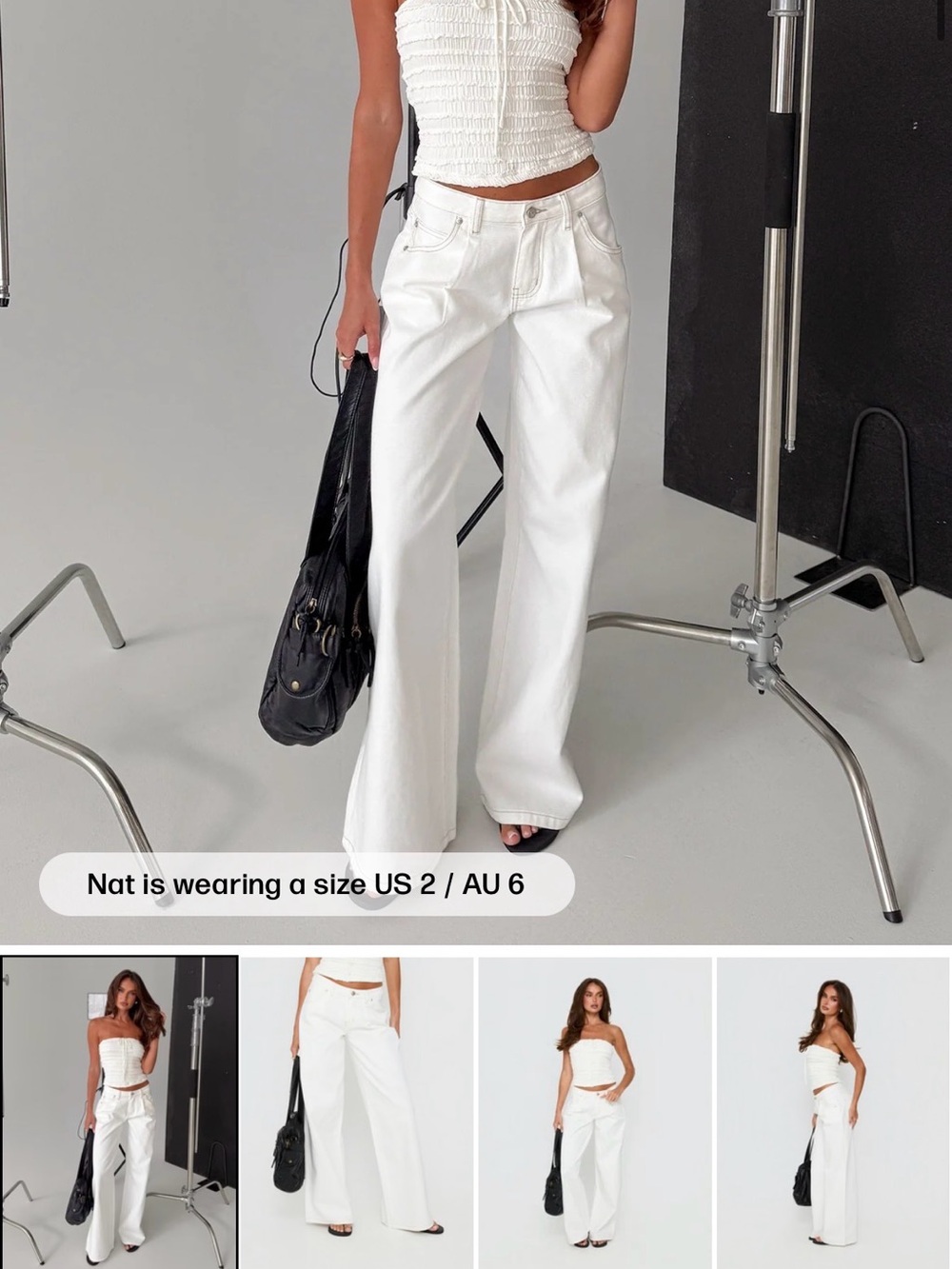 Princess Polly White Wide-Leg Jeans